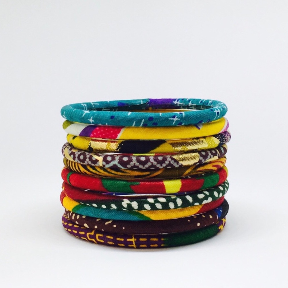 Colorful Fabric Bangle Set